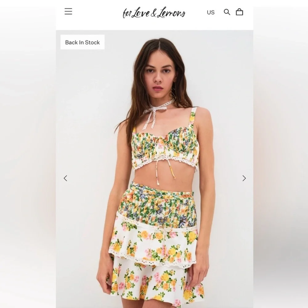 NWT For Love and Lemons Rosalyn skirt set Size: Medium - Picture 4 of 10